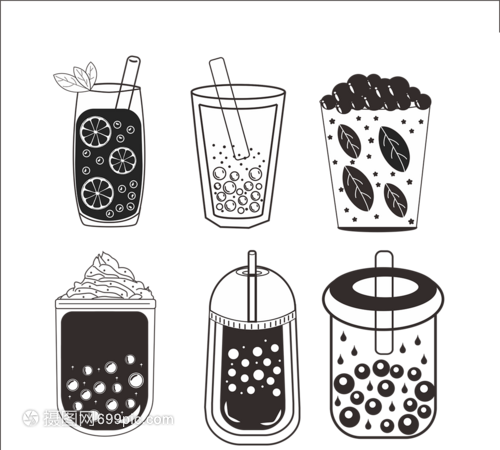 手繪珍珠奶茶飲品