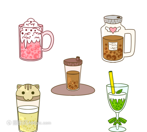 可愛卡通風格珍珠奶茶